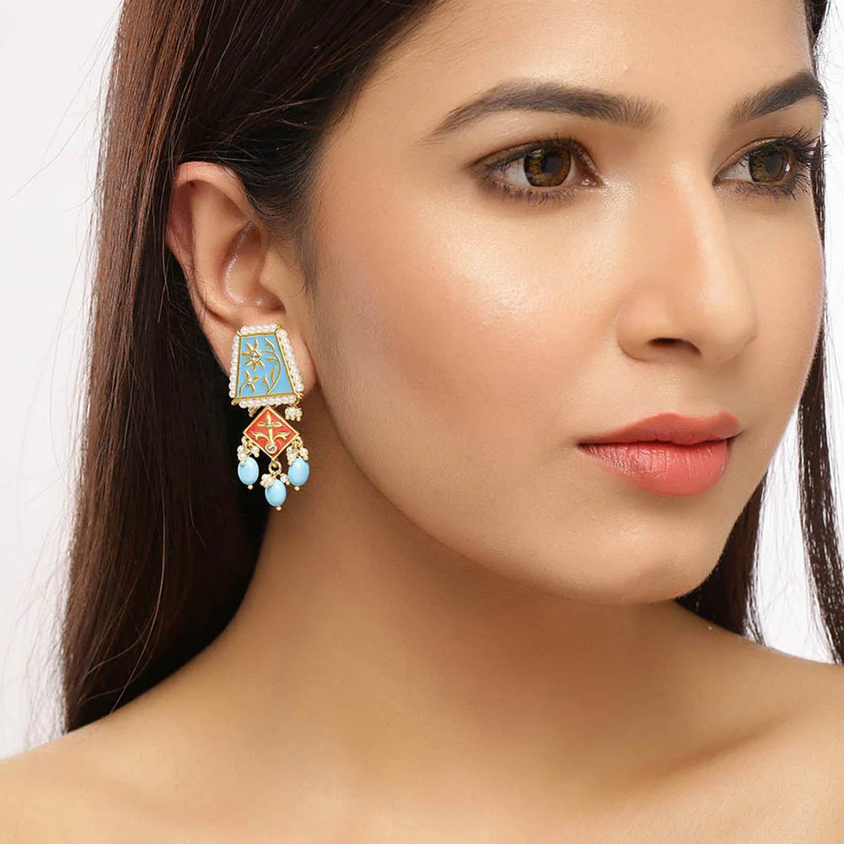 Neeladri Faux Pearls Adorned Earrings - Image 2