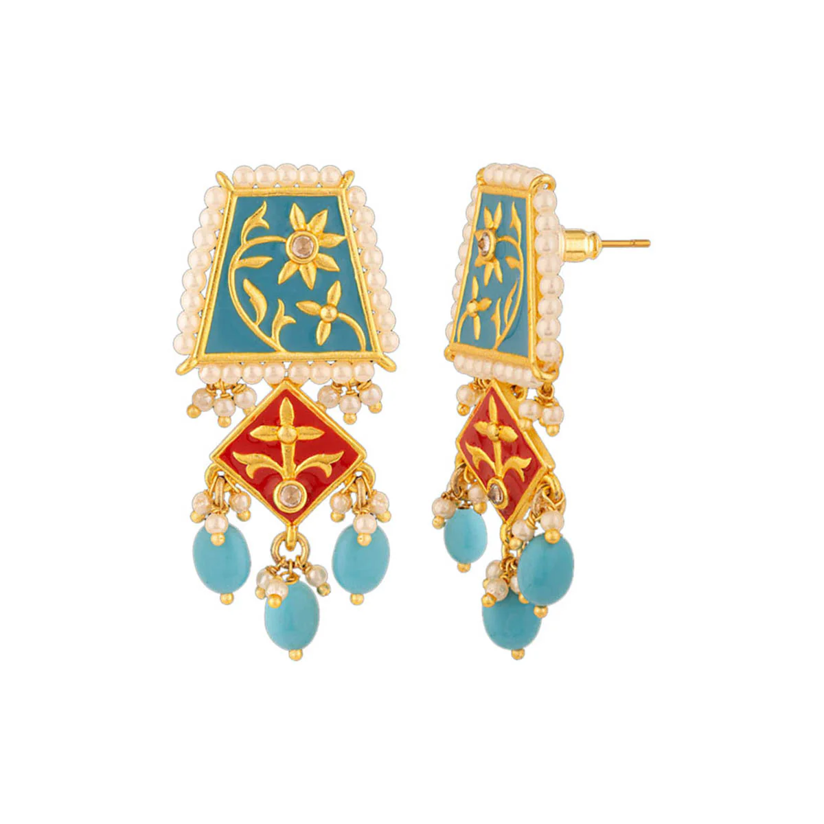 Neeladri Faux Pearls Adorned Earrings - Image 4