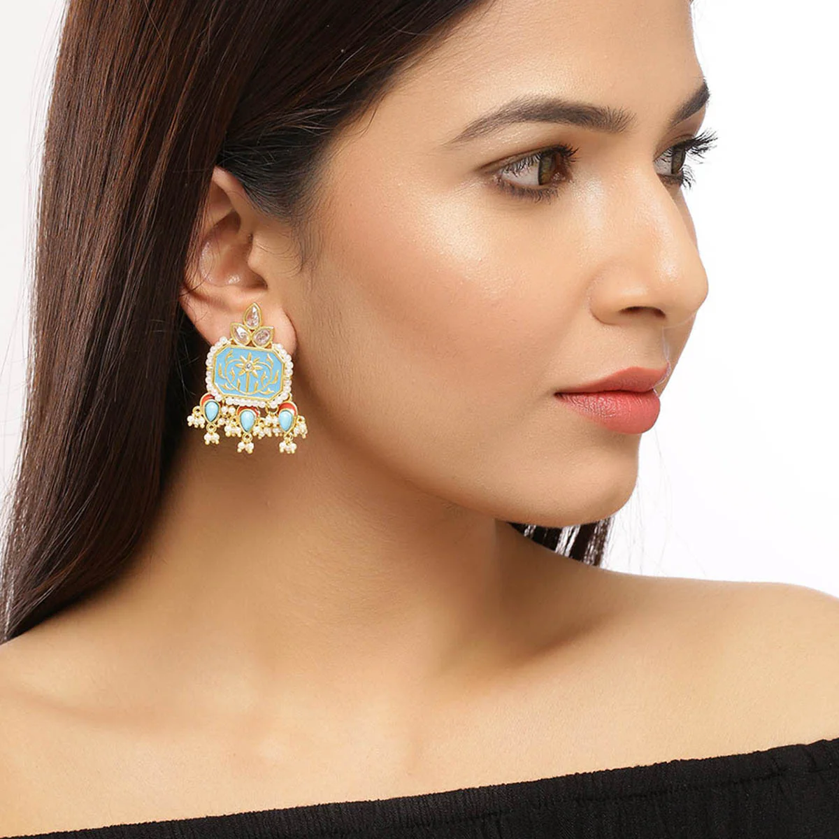 Neeladri Floral Inspired Motifs Earrings - Image 2