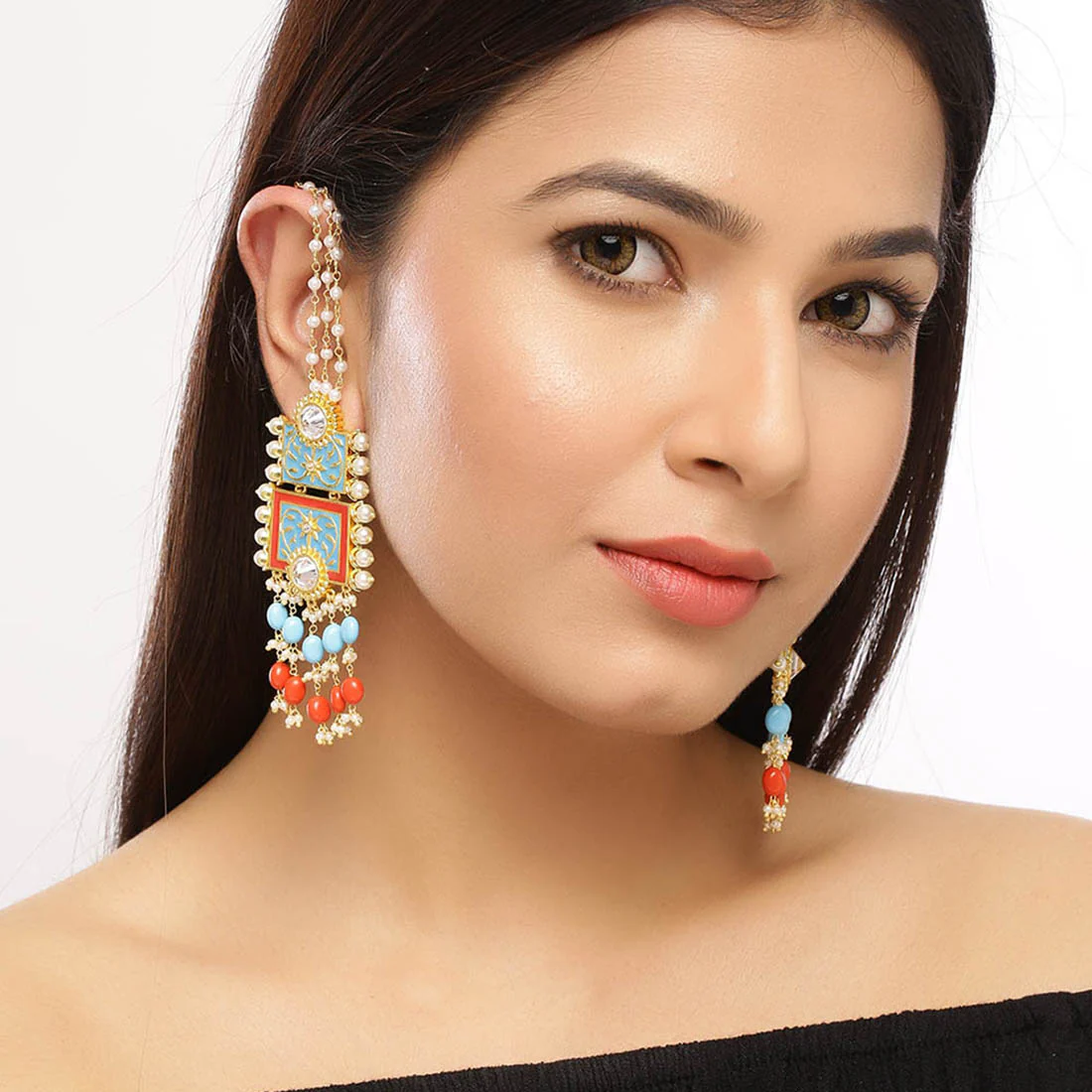 Neeladri Gems Adorned Drop Earrings - Image 2