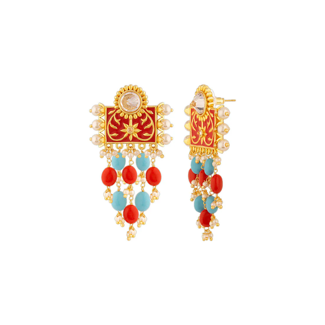 Neeladri Gems Adorned Drop Style Earrings - Image 4