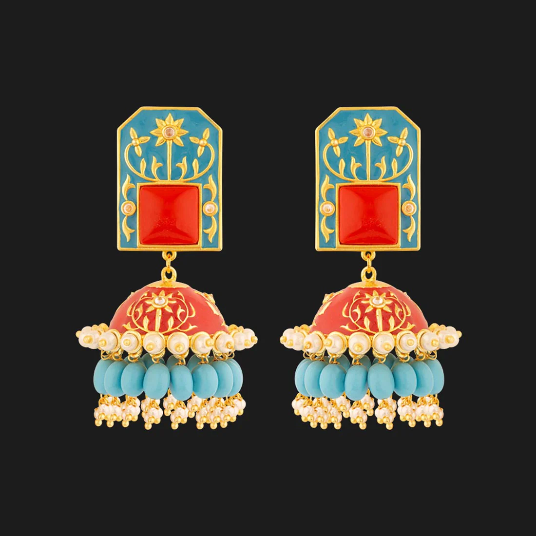 Neeladri Gems Adorned Jhumka Earrings - Image 3