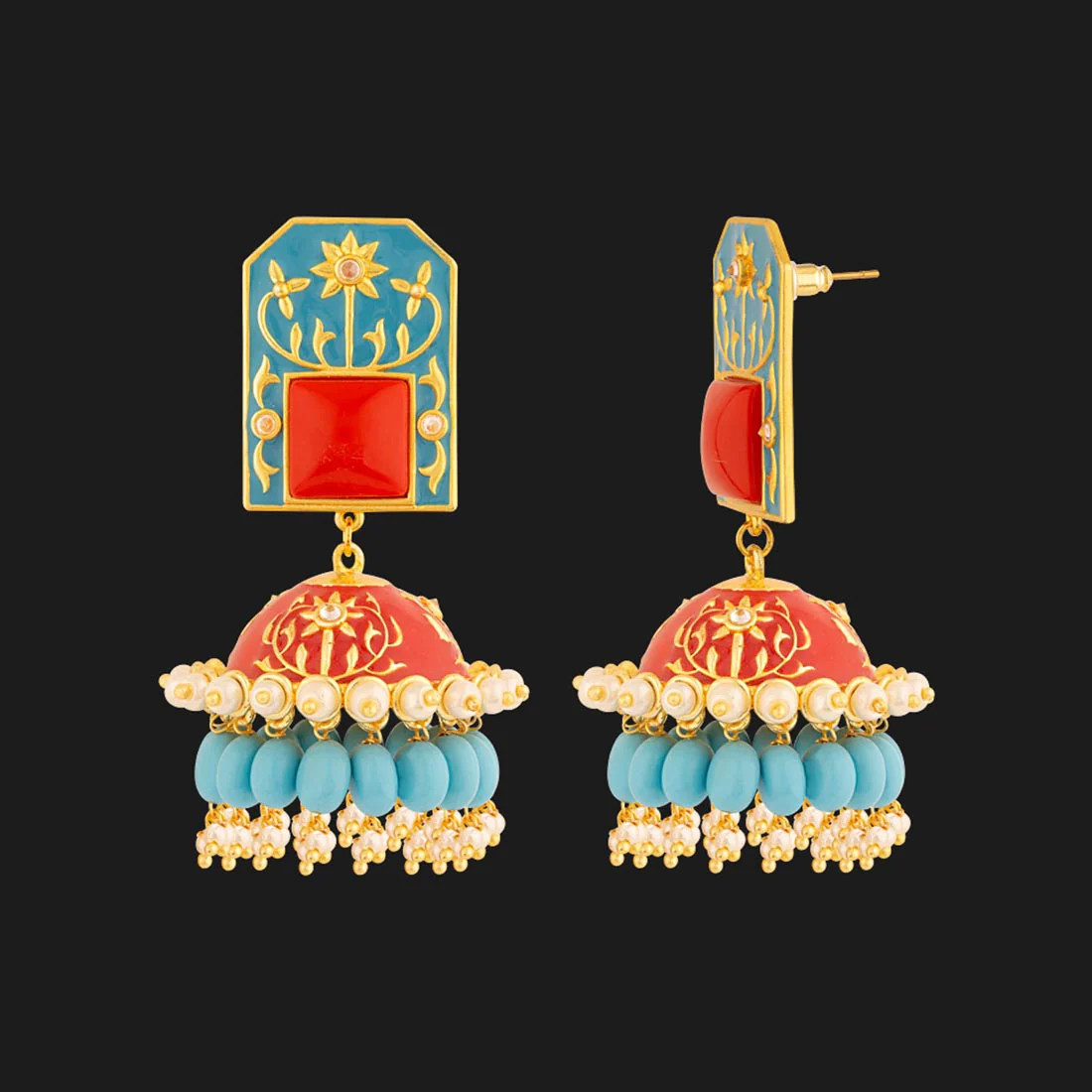 Neeladri Gems Adorned Jhumka Earrings - Image 4