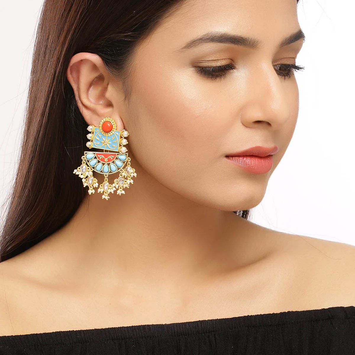 Neeladri Heavily Embellished Earrings - Image 2