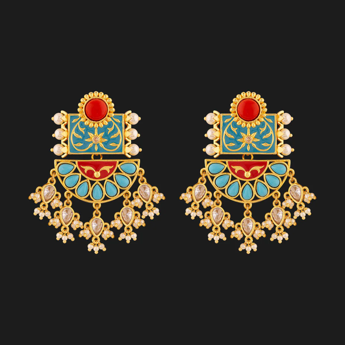 Neeladri Heavily Embellished Earrings - Image 3