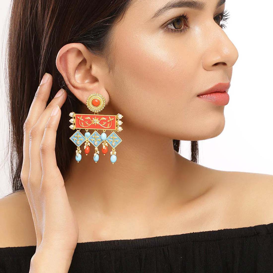 Neeladri Rangoli Pattern Earrings - Image 2