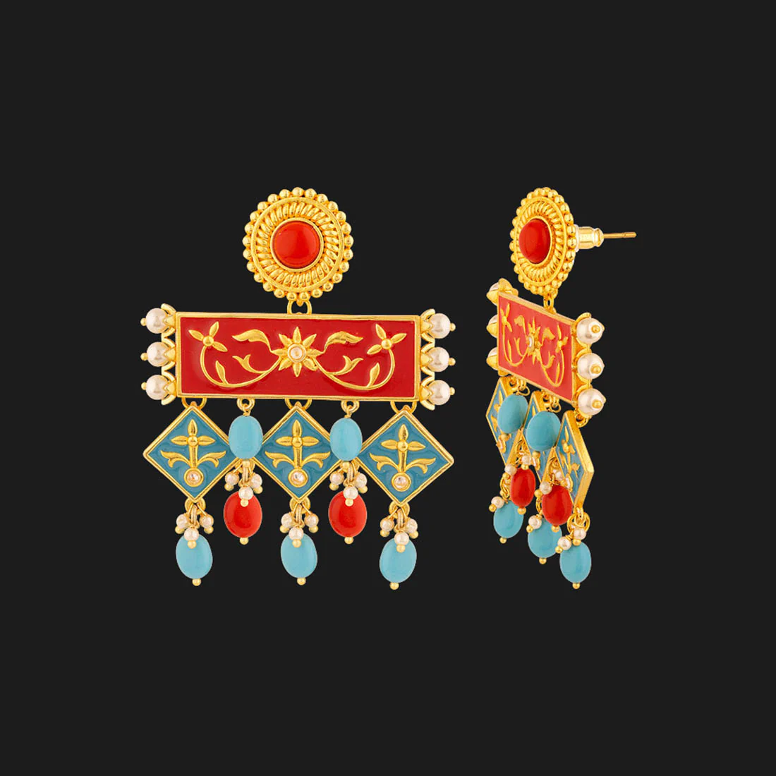 Neeladri Rangoli Pattern Earrings - Image 4