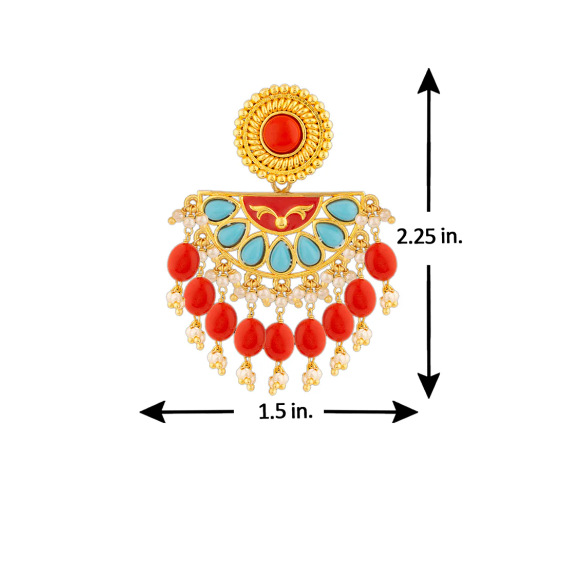 Neeladri Red and Blue Stones Earrings - Image 5
