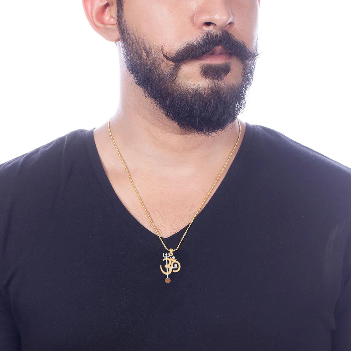 OM Design Rudraksha Studded Pendant With Chain For Men - Image 2
