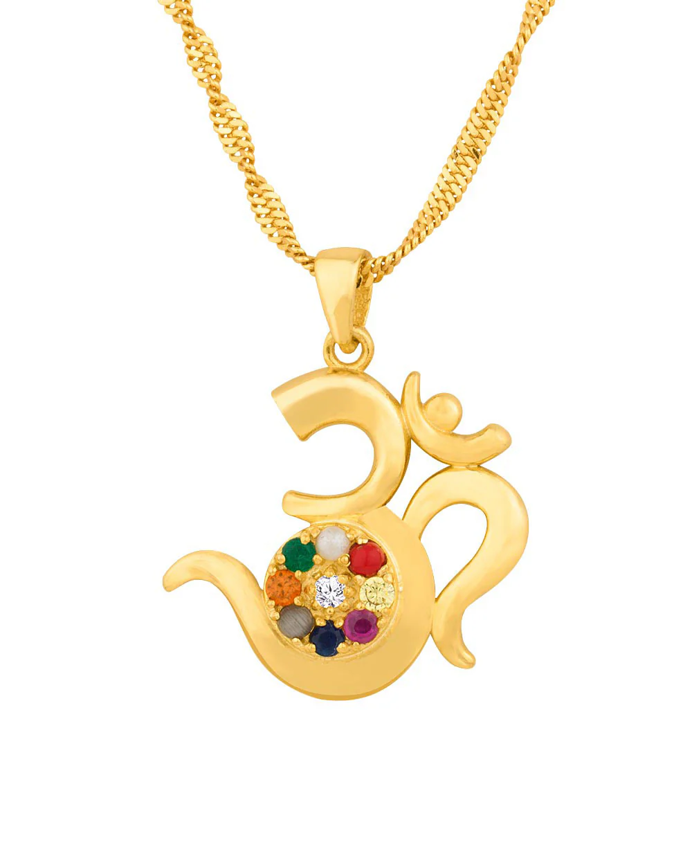 OM Motif Navratan Pendant - Image 4