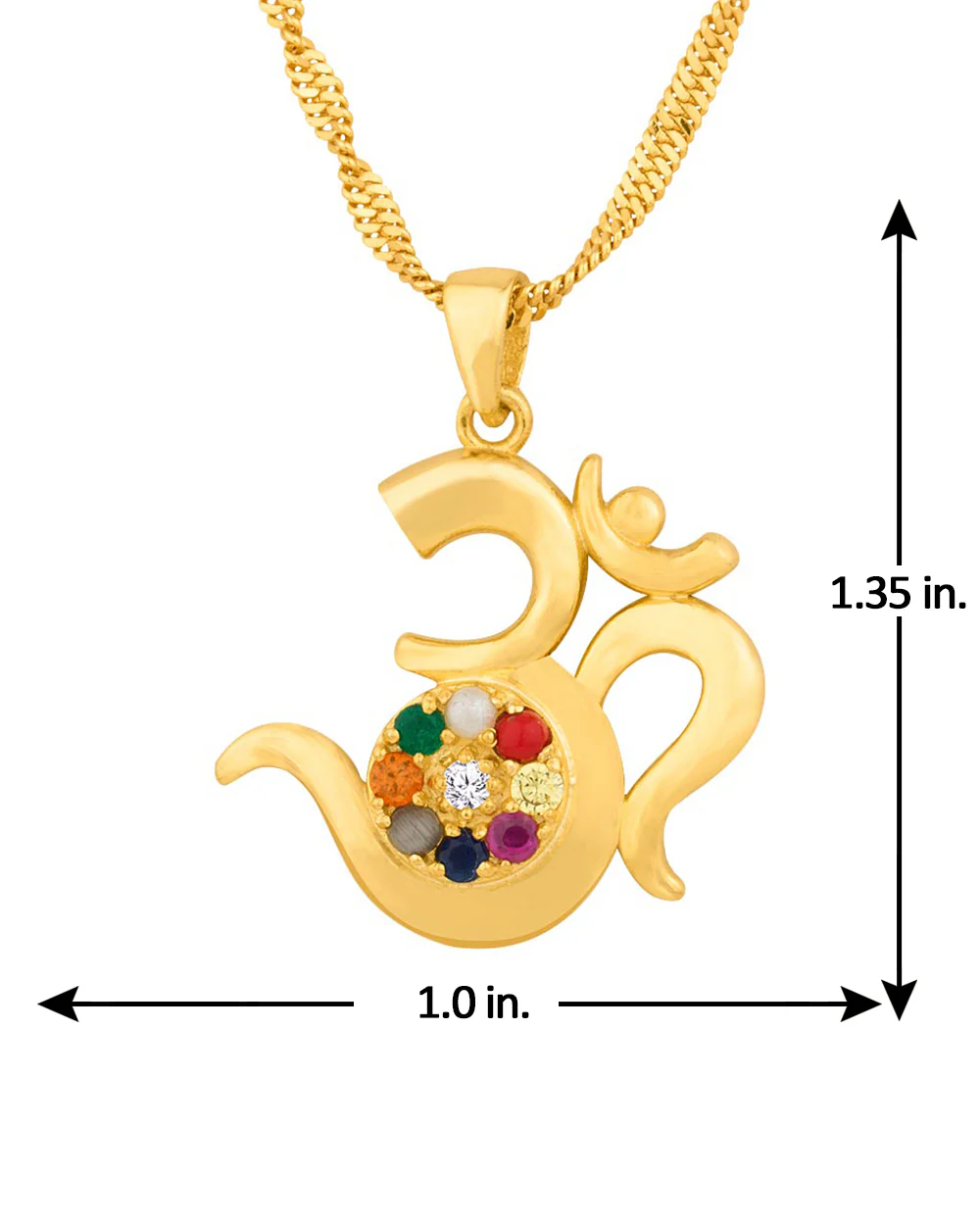 OM Motif Navratan Pendant - Image 6