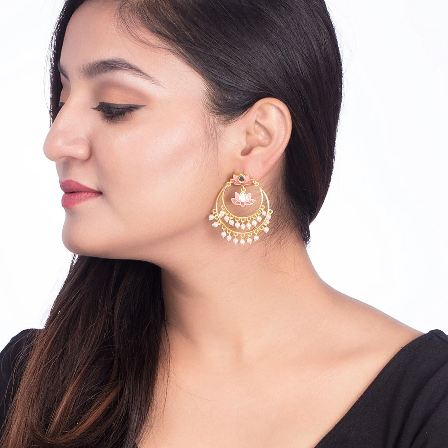 Ombre Diya Earrings - Pink - Image 2