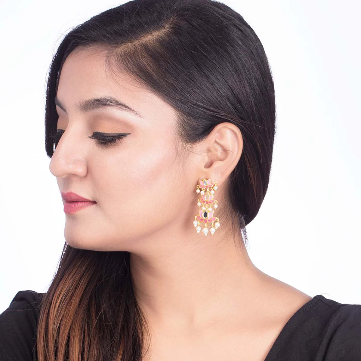 Ombre Pink Spring Earrings for Women - Image 2