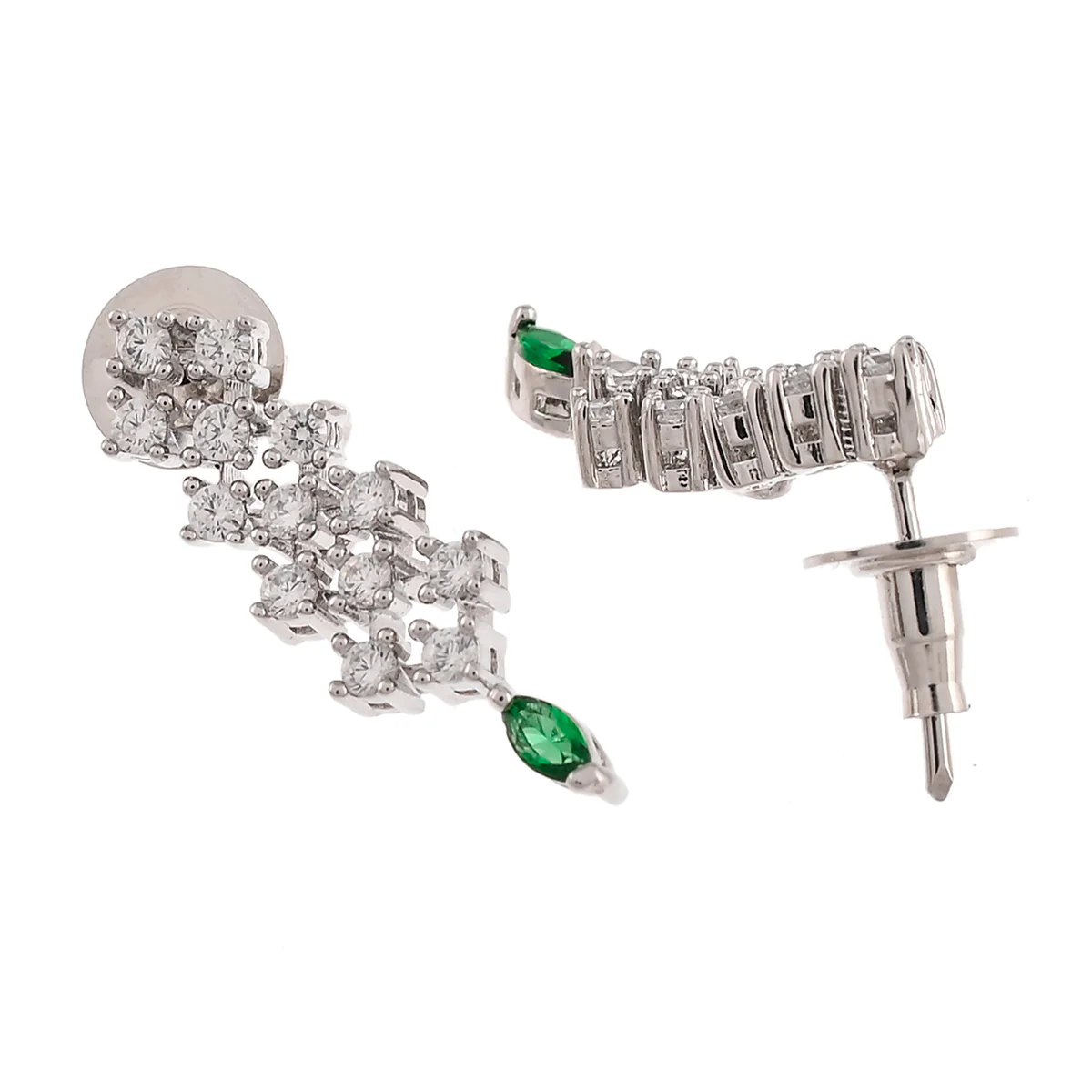Opulent Princess Cut Zircons Silver Plated Brass Jewellery Set - Image 5