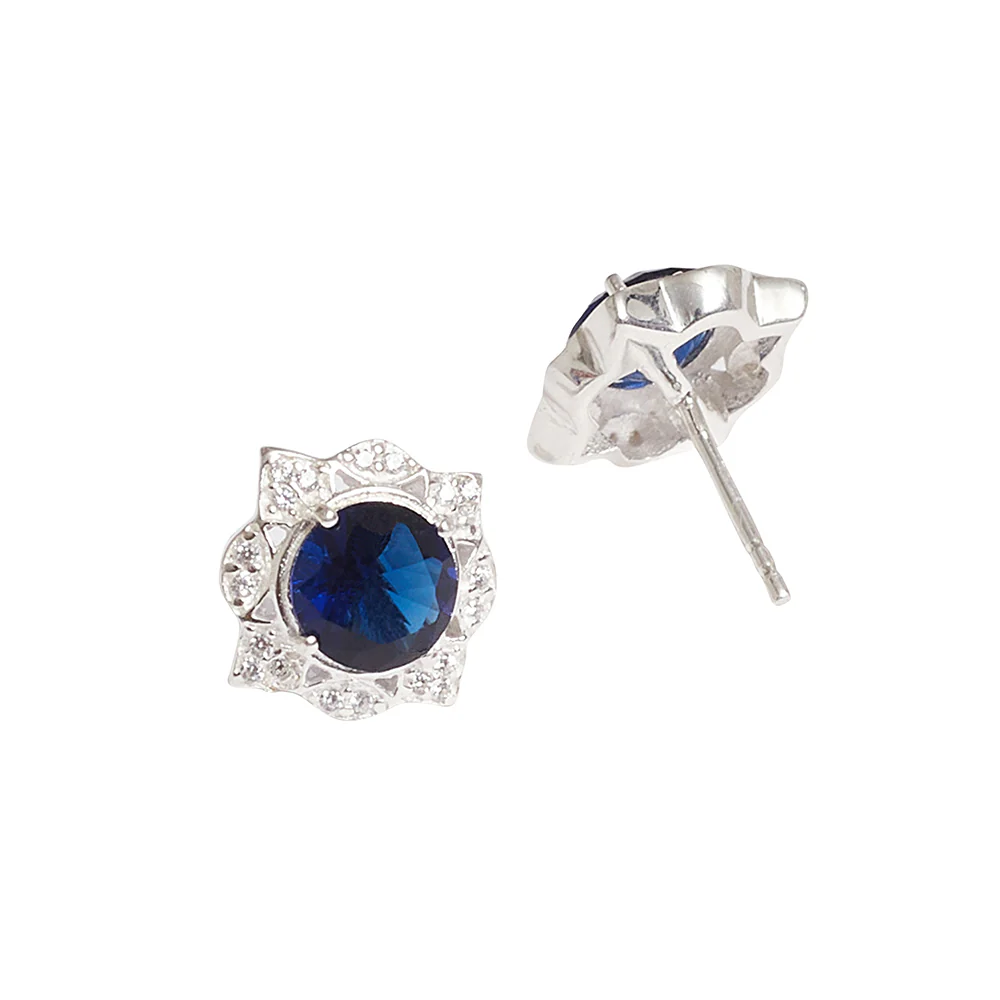 Oval Cut Sapphire Cushion Setting Sterling Silver Pendant Set - Image 6