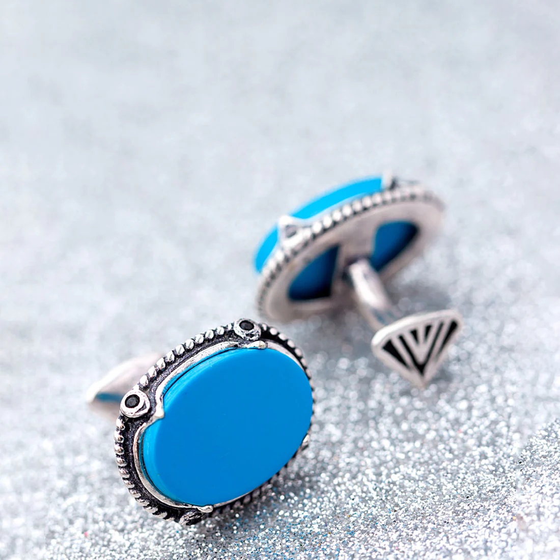 Oval Shaped Milestone Brass Cufflinks