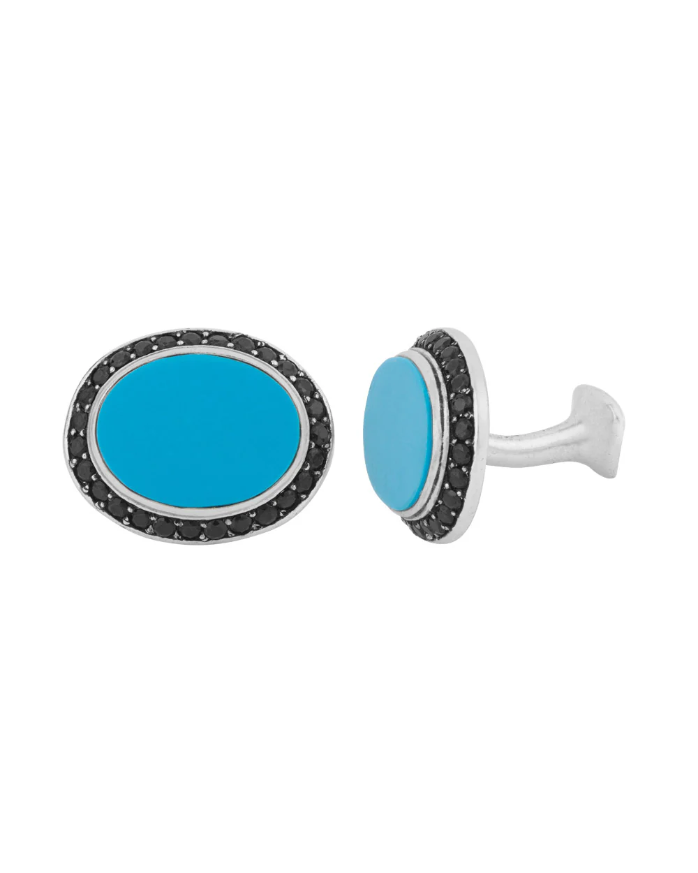 Oval Turquoise Stone Milestone Cufflinks - Image 2
