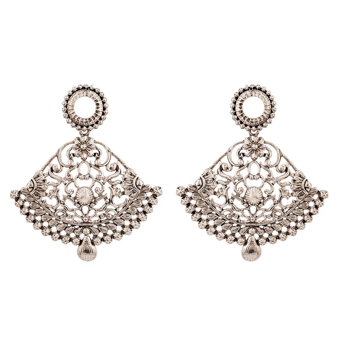 Oxidized Filigree Pattern Earrings - Image 3