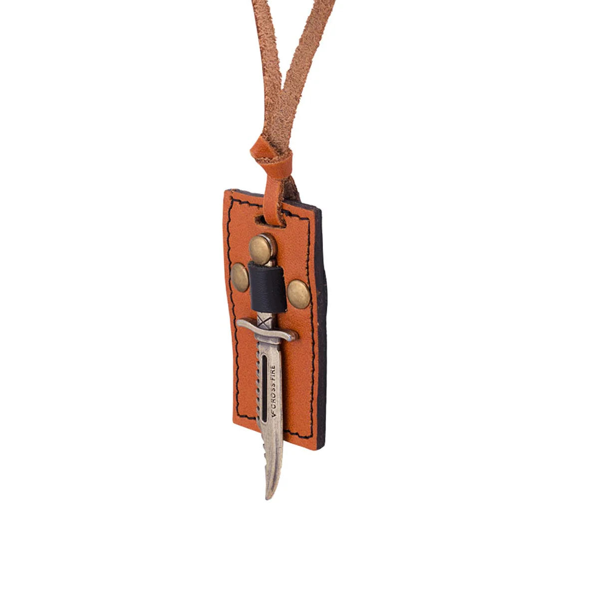 Oxidized Gold Sword Designer Pendant With Leather Chain - Image 4