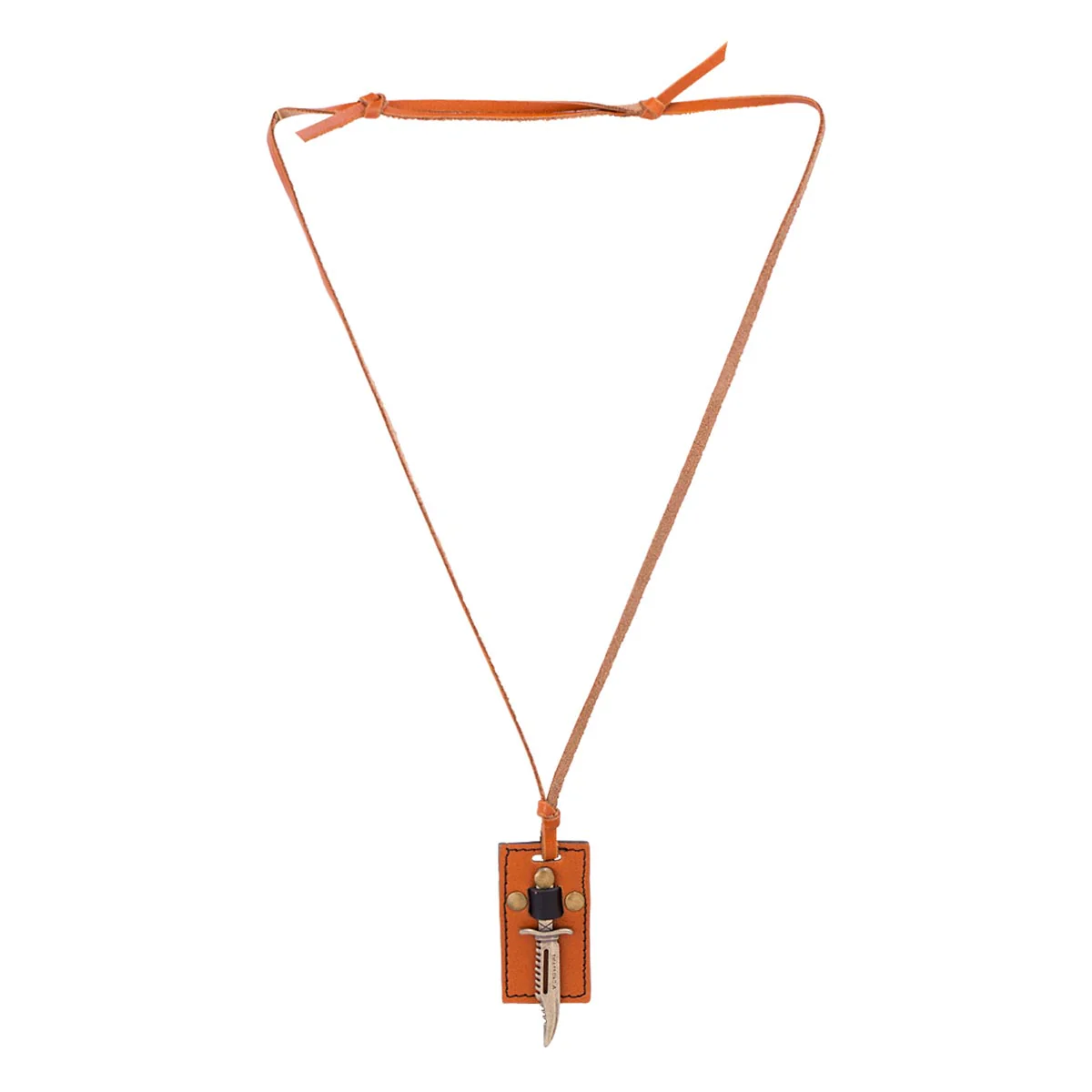 Oxidized Gold Sword Designer Pendant With Leather Chain - Image 5