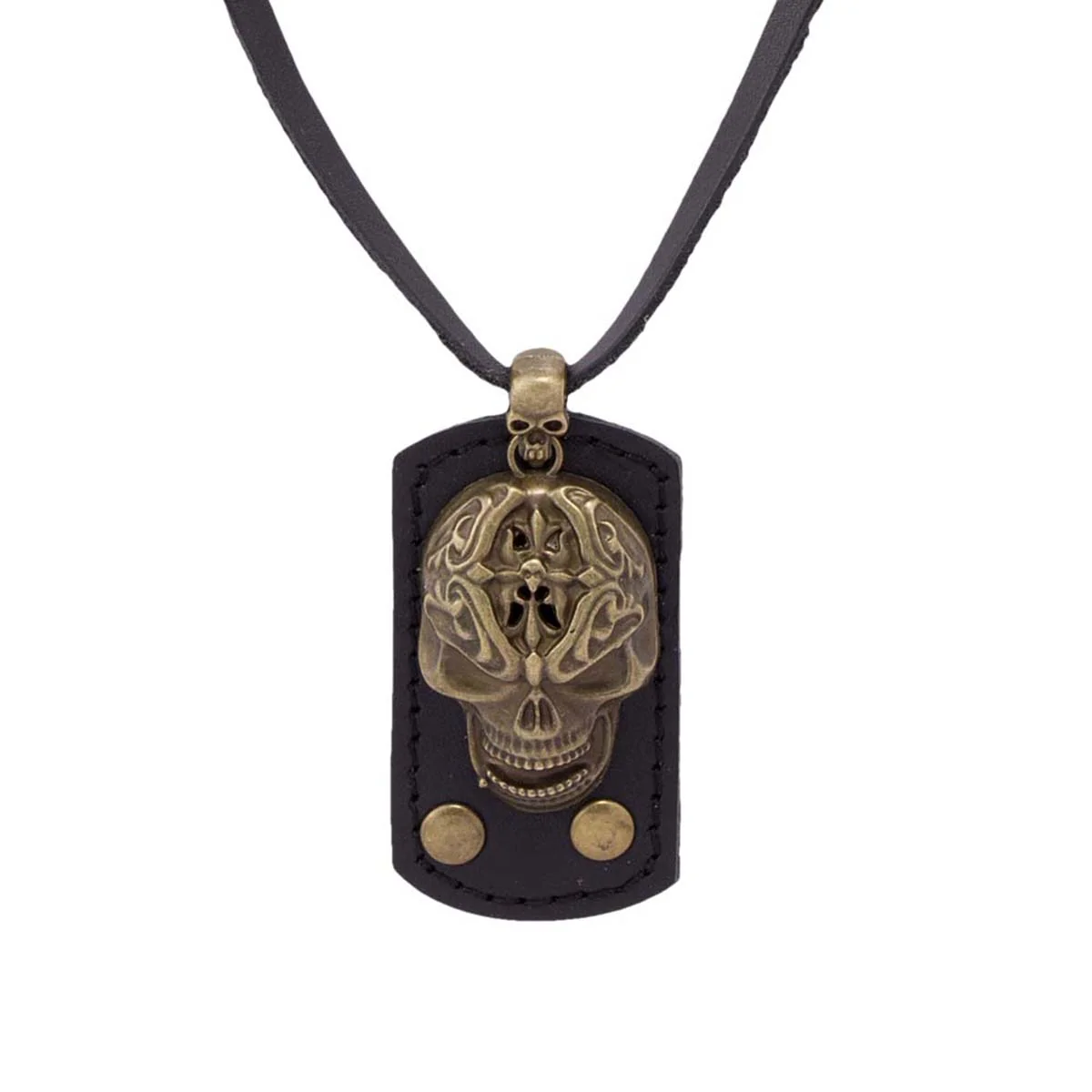 Oxidized Skull Detailing Pendant With Chain - Image 3