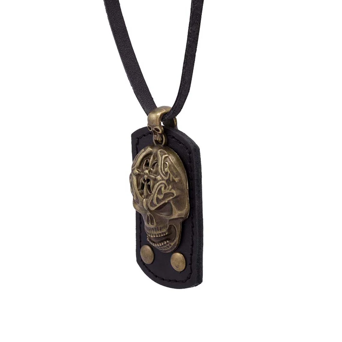 Oxidized Skull Detailing Pendant With Chain - Image 5