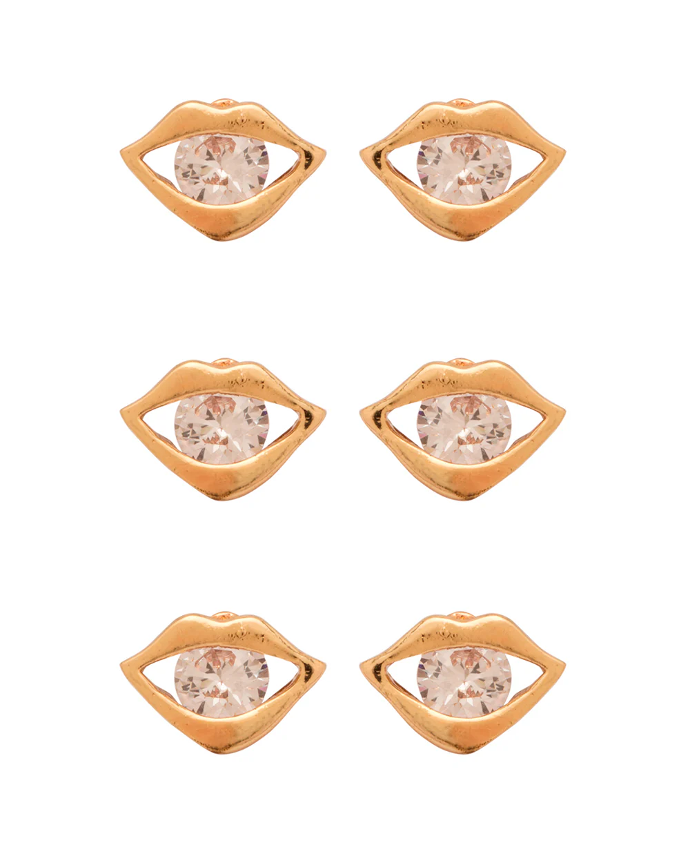 Pack of 3 Stud Earrings In Lips Shape Design - Image 2