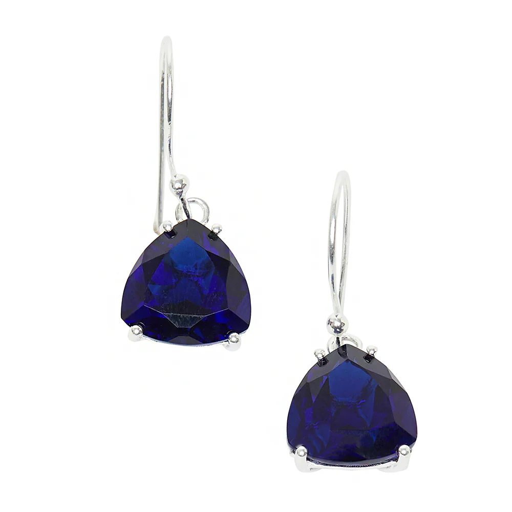Pair Of Sterling Silver Earrings Adorn With Blue Color Stone - Image 3