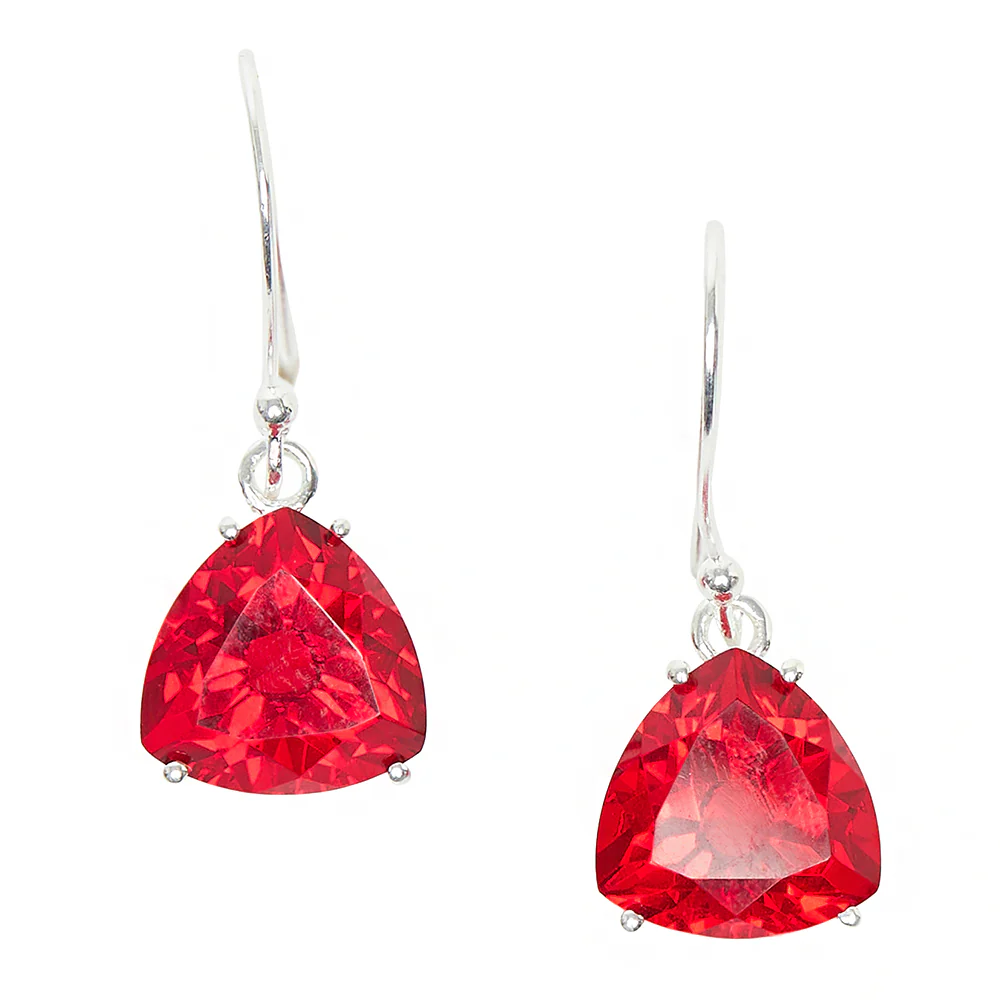 Pair Of Sterling Silver Earrings Adorn With Red Color Stone - Image 3