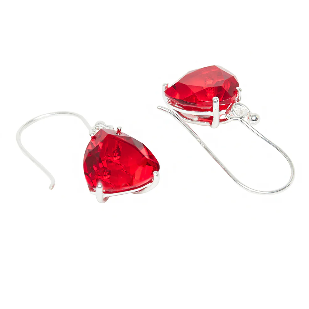 Pair Of Sterling Silver Earrings Adorn With Red Color Stone - Image 4