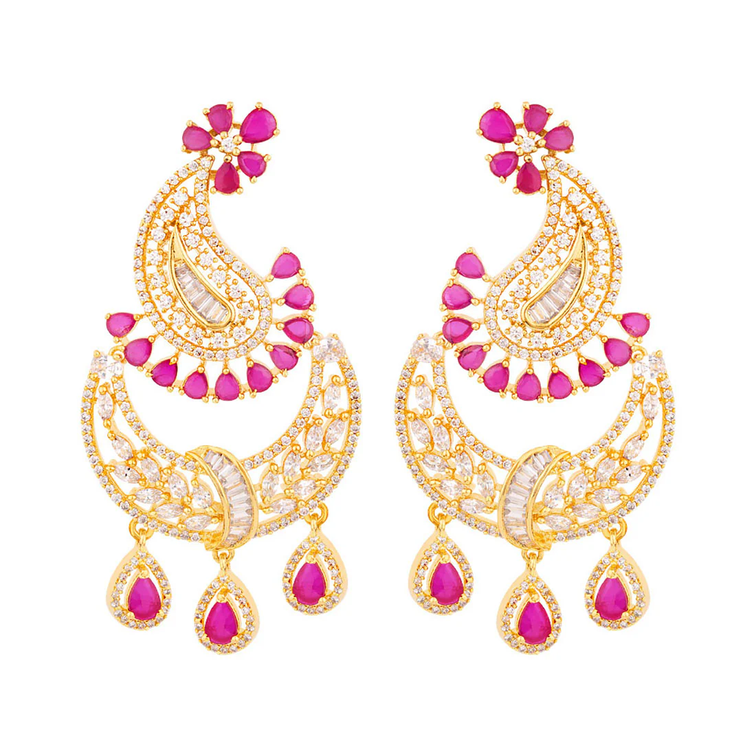 Paisley Motif Heavily Embellished Earrings - Image 3