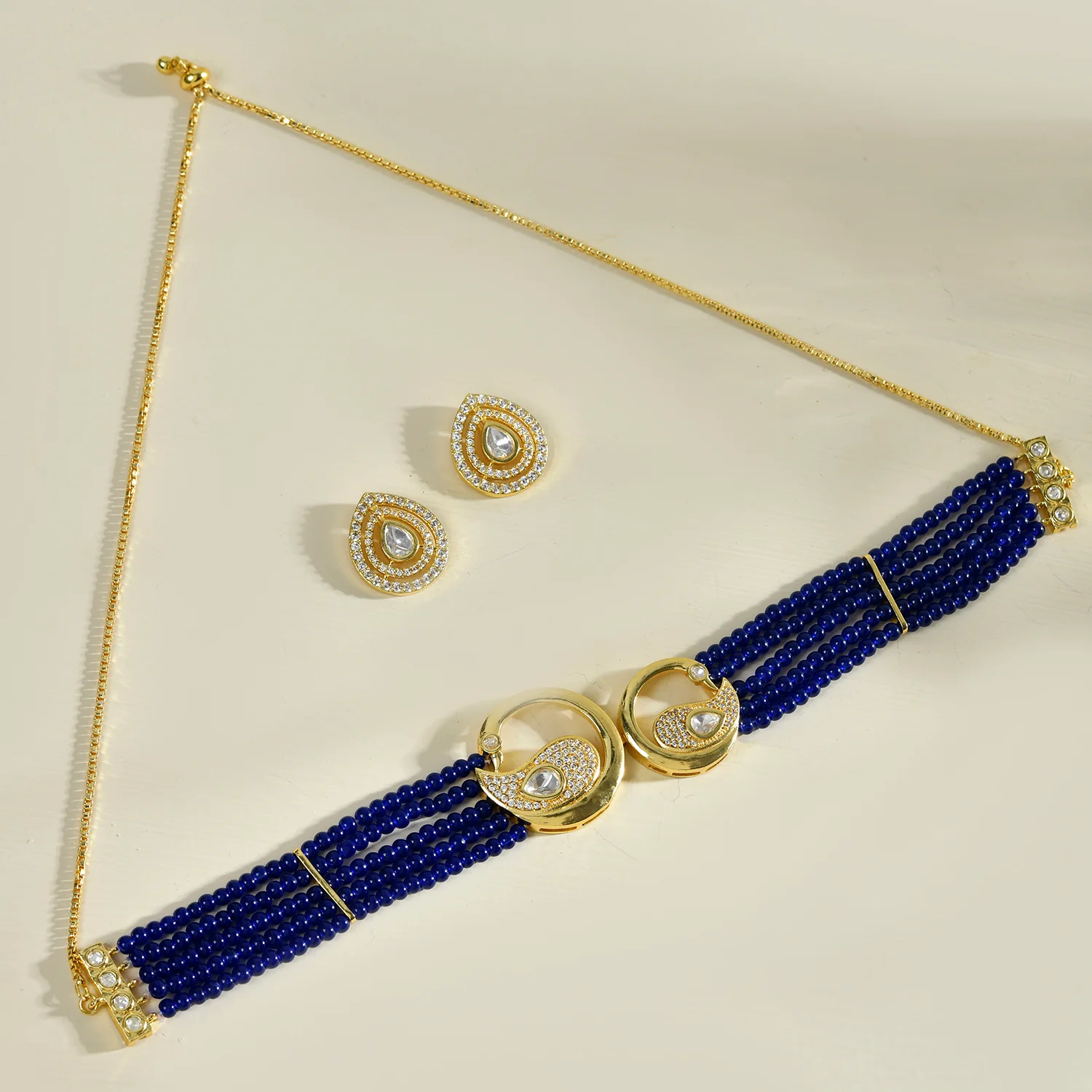 Panchhi Kruttika Blue Choker Necklace Set - Image 2