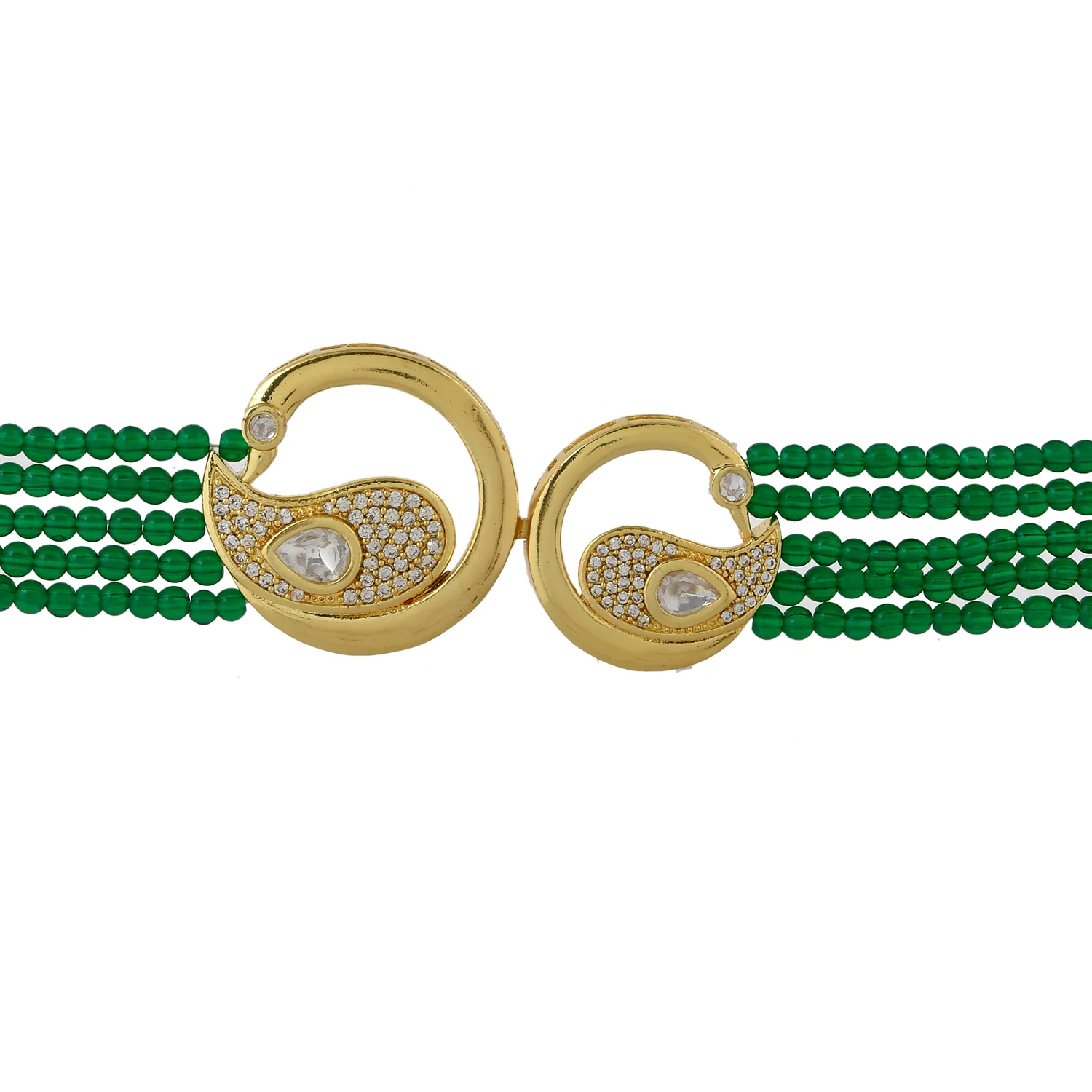Panchhi Kruttika Choker Green Necklace Set - Image 5
