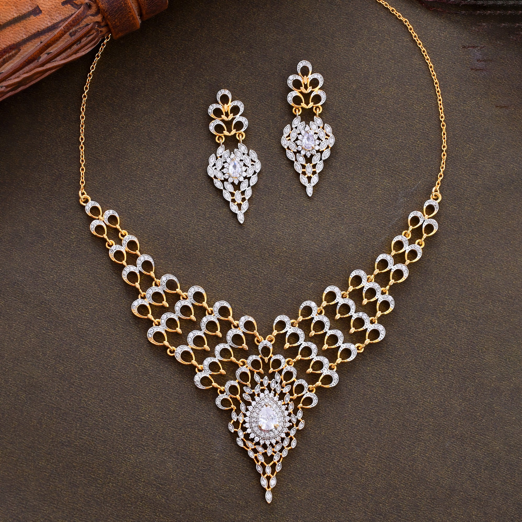 Peacock Regal Gold Necklace Set