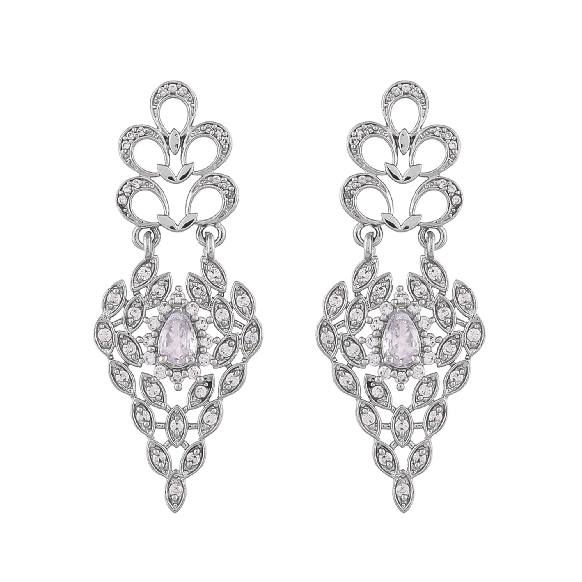 Peacock Regal Silver Necklace Set - Image 6