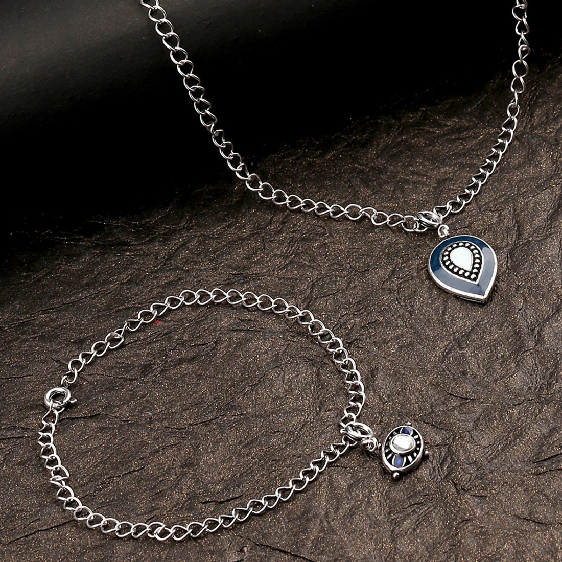 Pear And Eye Charms Pendant with Bracelet