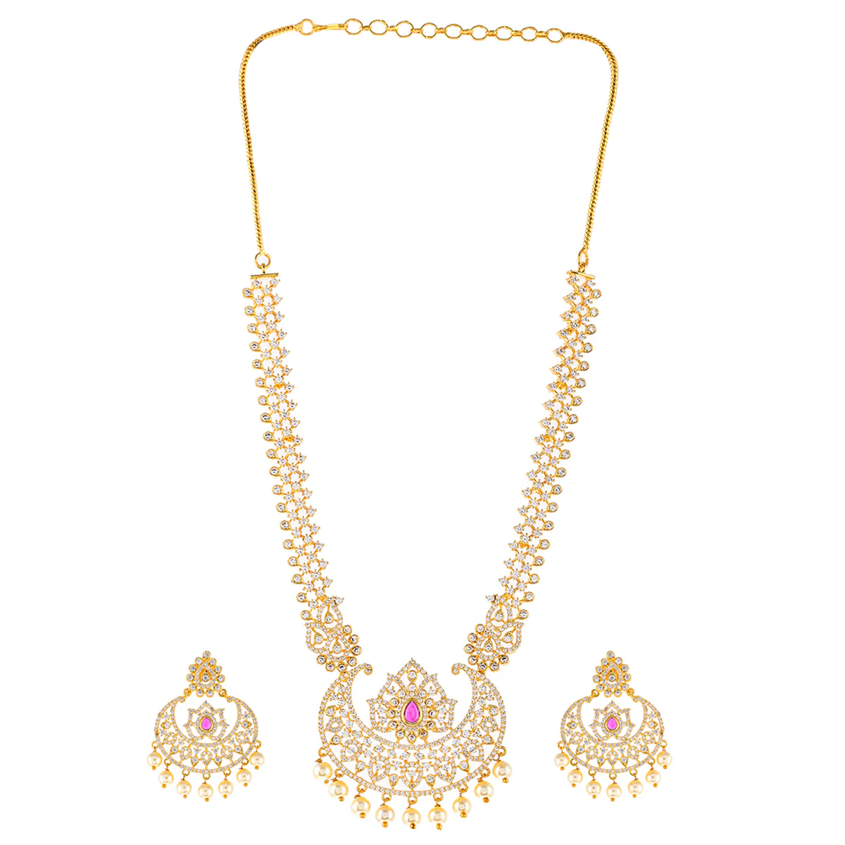 Pearl Beads and White CZ Jewellery Set - Image 3