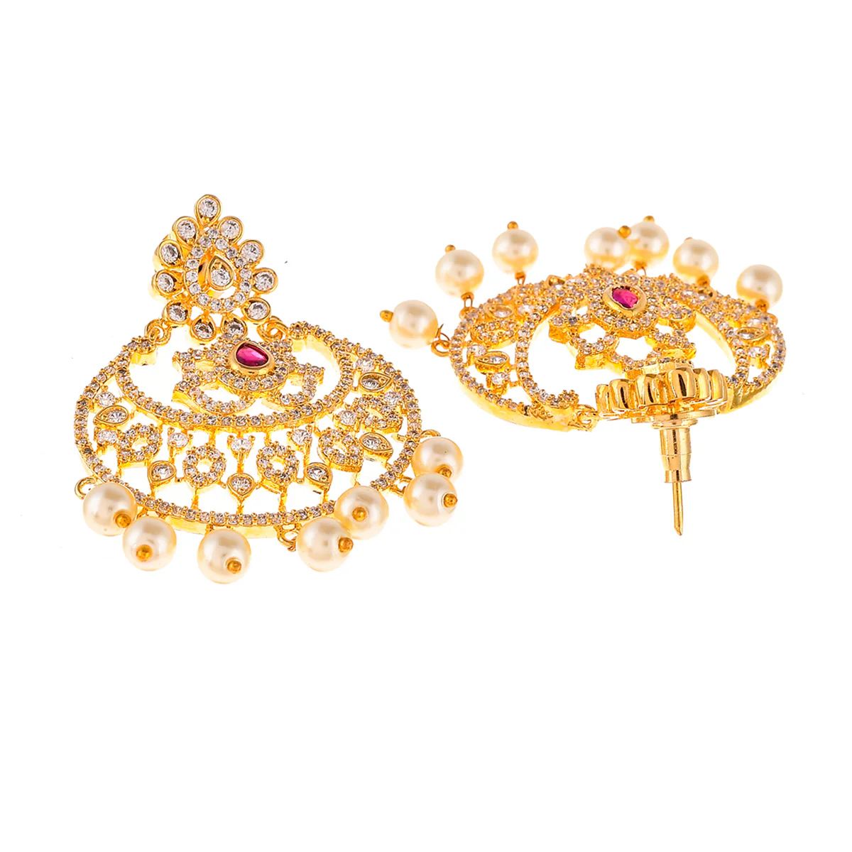 Pearl Beads and White CZ Jewellery Set - Image 5