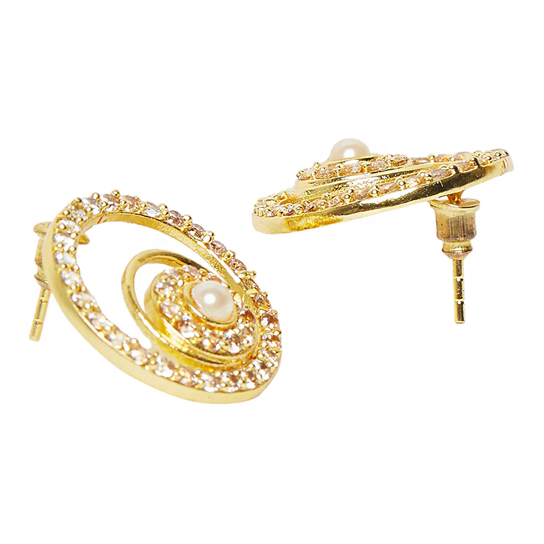 Pearl Earring In Yellow Gold Finish - Image 4