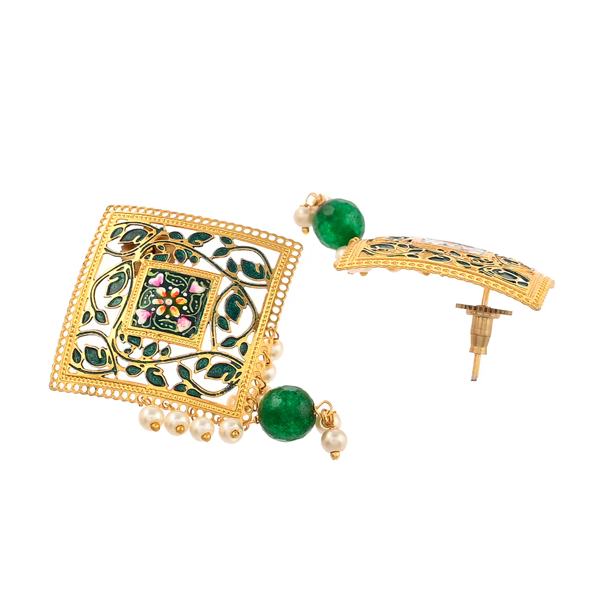 Pearl Elegance Ethnic Queen Heavily Embellished Gold Plated Brass Jewellery Set - Image 5