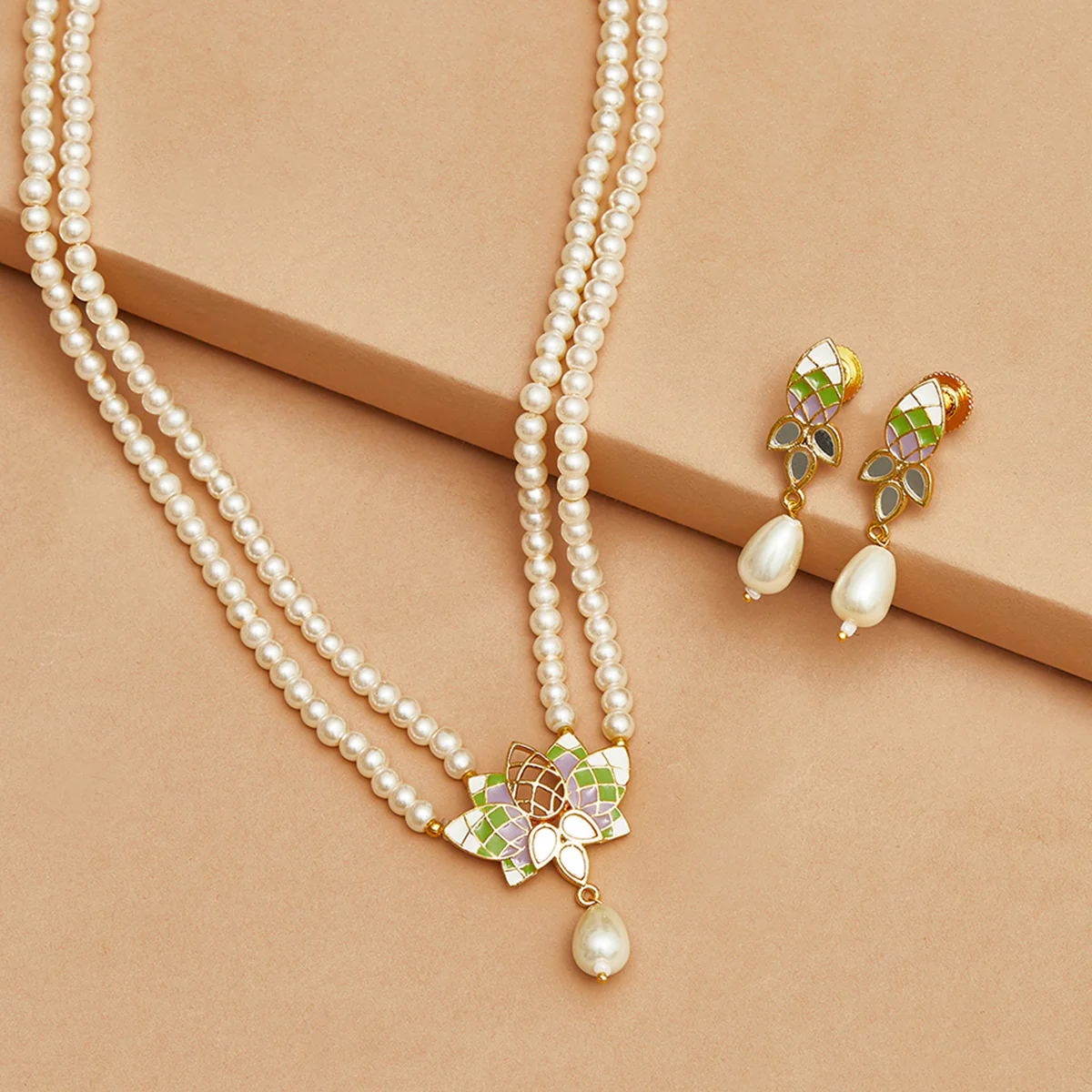 Festive Hues Pearl Multi Colour Jewellery Set