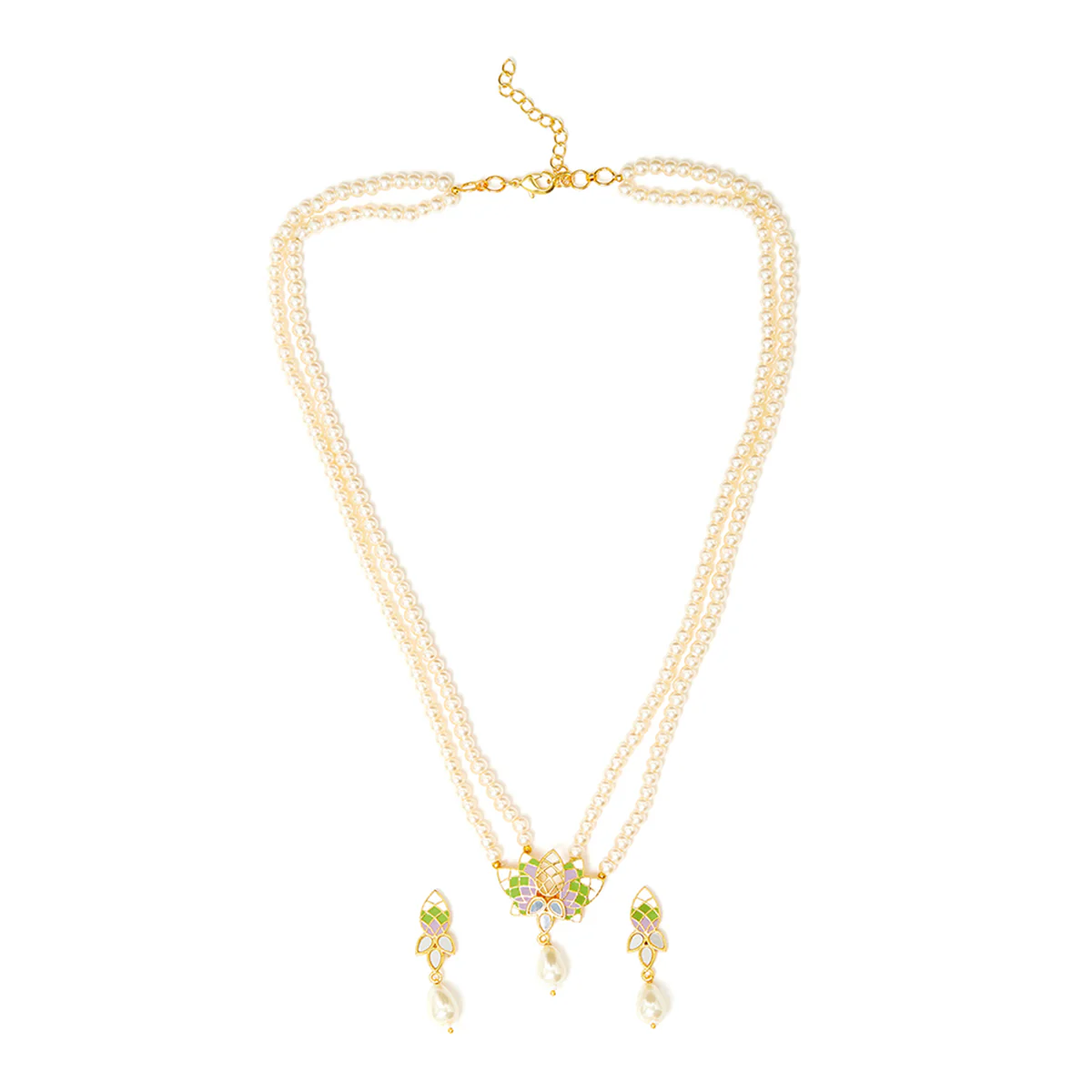 Festive Hues Pearl Multi Colour Jewellery Set - Image 3