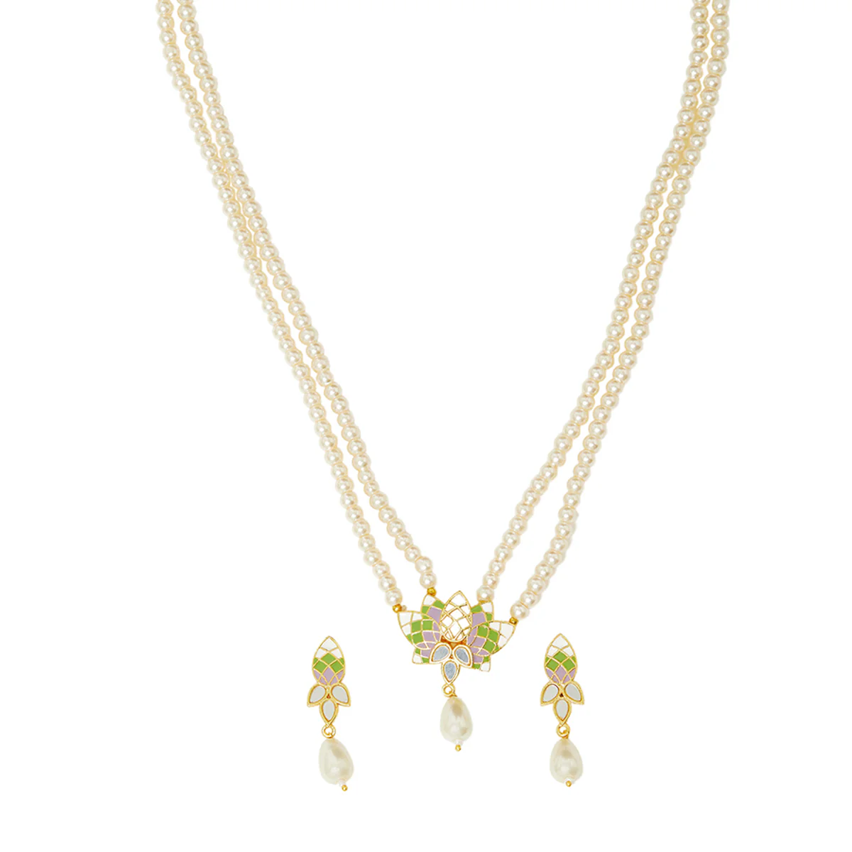 Festive Hues Pearl Multi Colour Jewellery Set - Image 4
