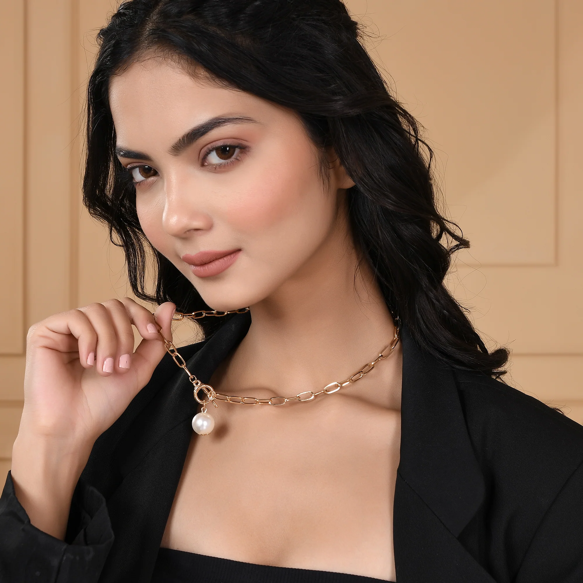 Pearl T Bar And Toggle Gold Plated Necklace - Image 3