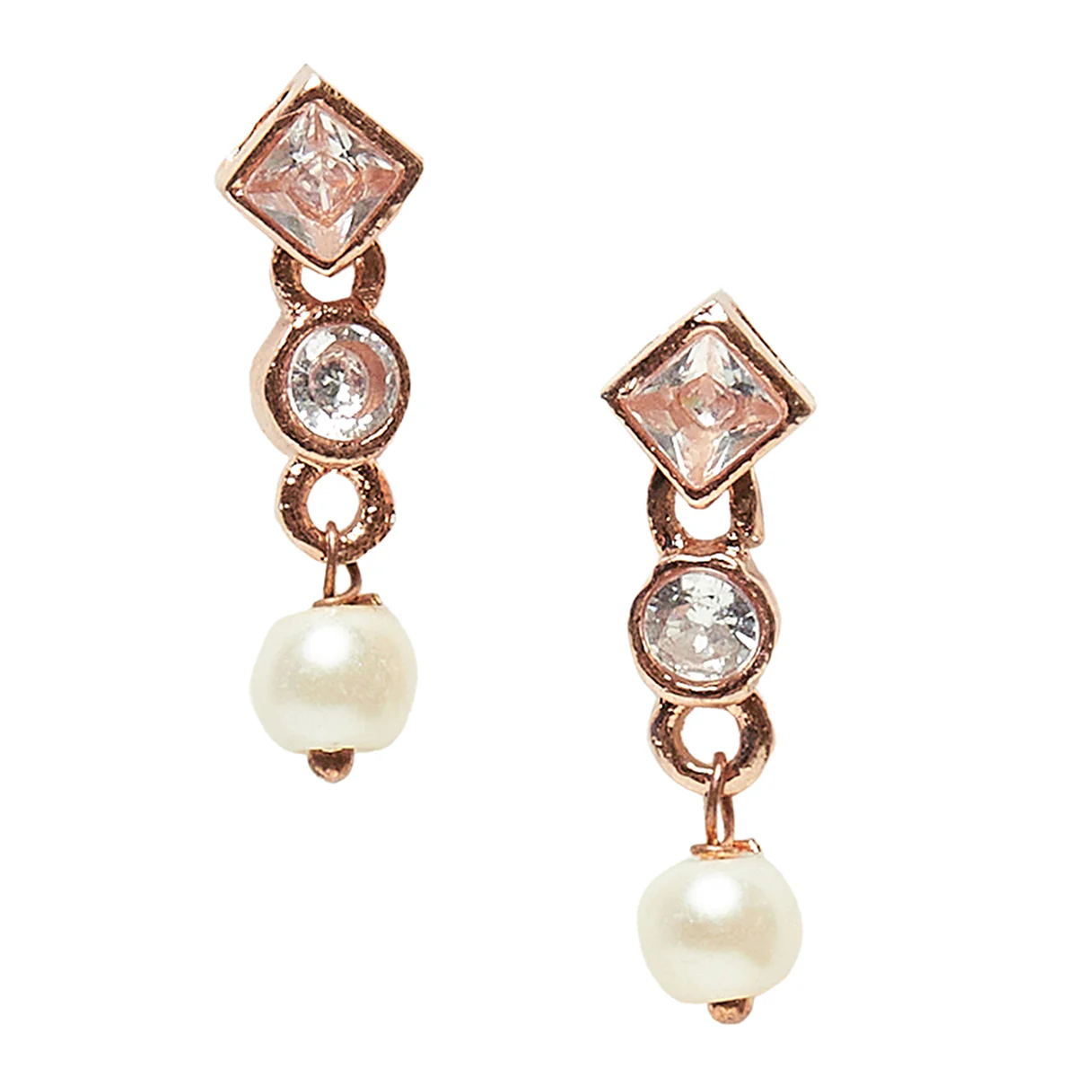 Pearly White Dainty Drop Earrings - Image 3