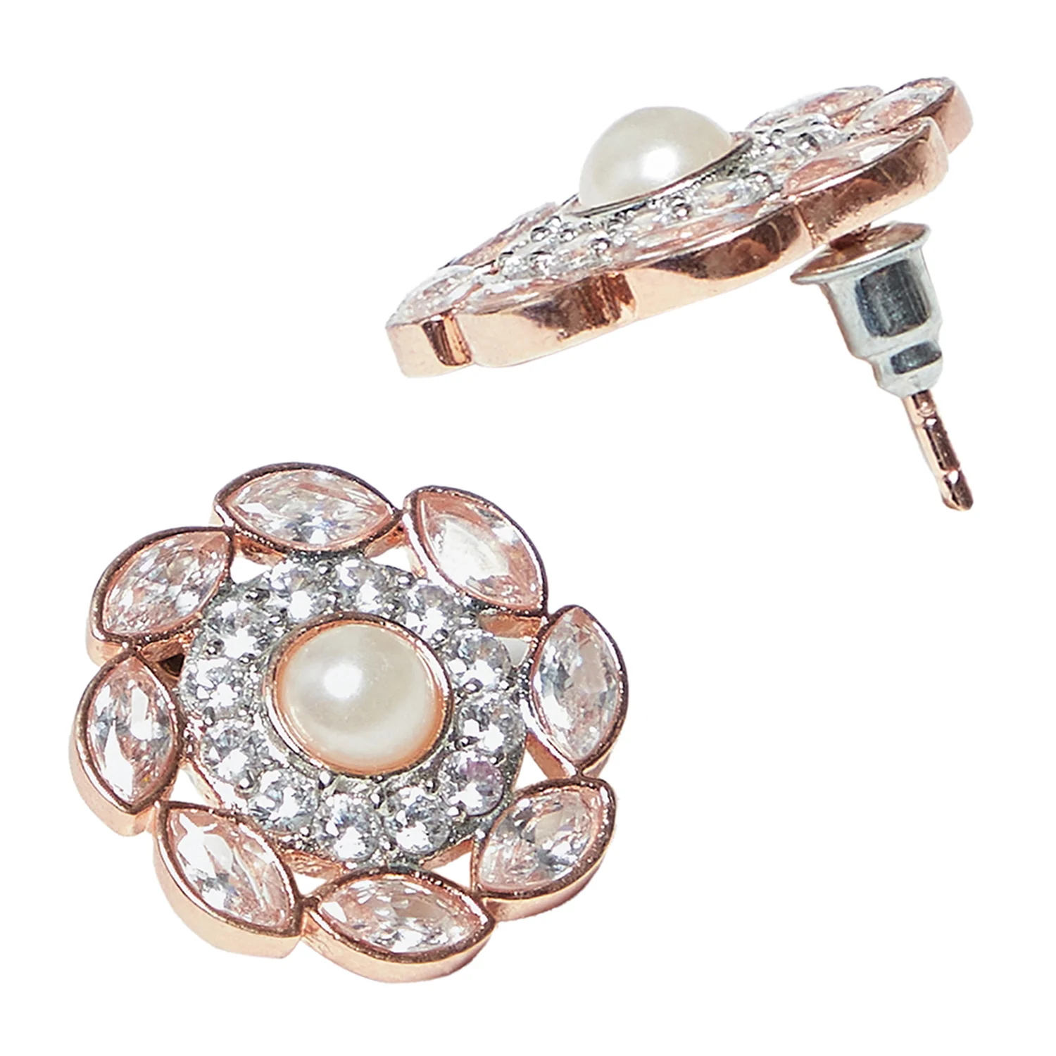 Pearly White Splendid Necklace Set in Rose Gold Tone - Image 4