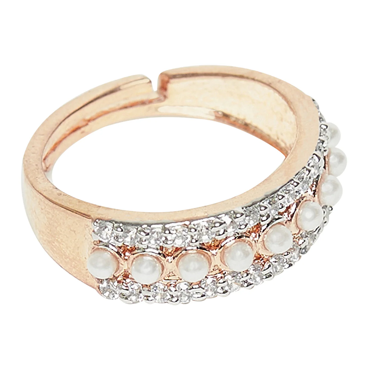 Pearly Whites Band Style Ring Graced With CZ - Image 5