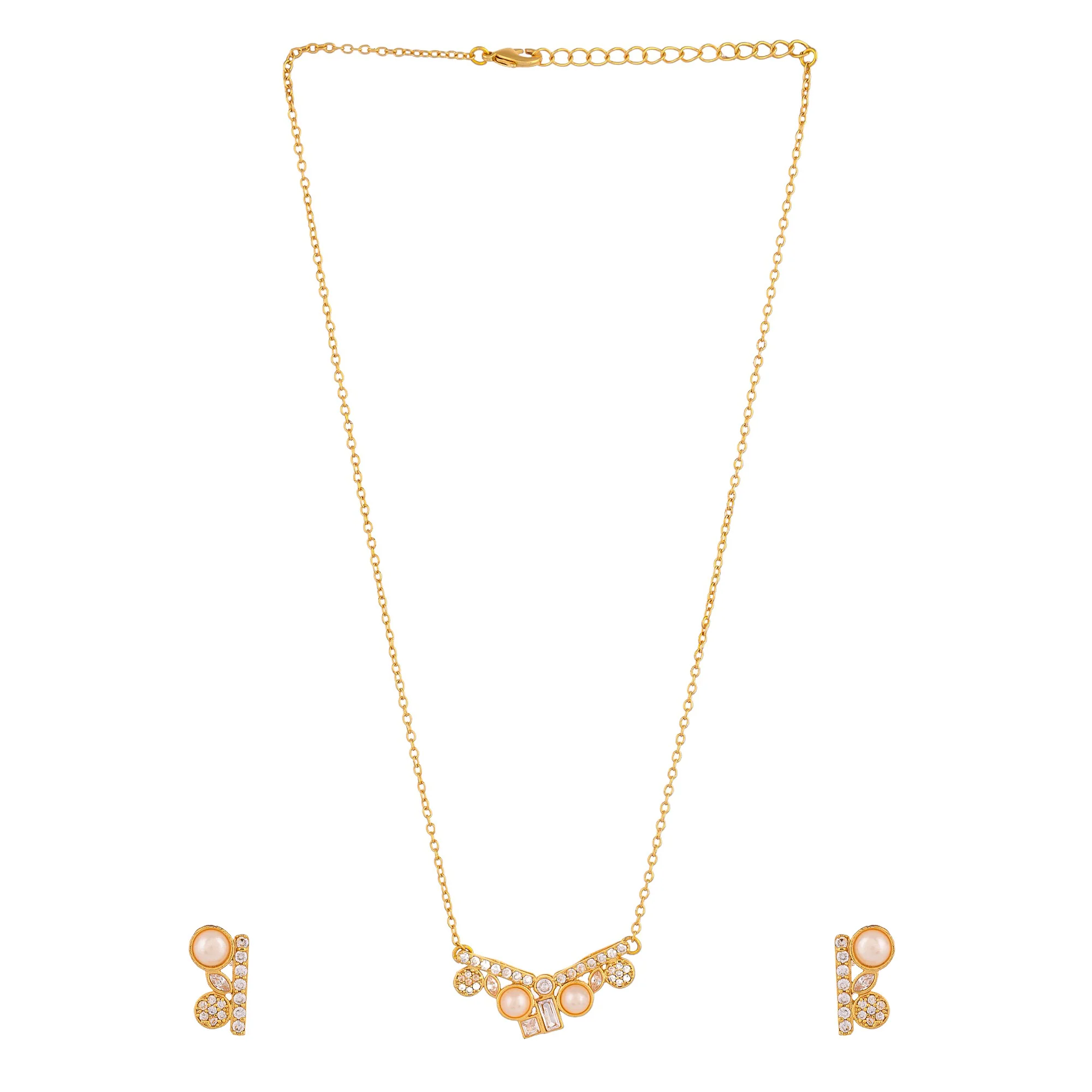 Pearly Whites Classic Gold Tone Pendant Set - Image 4