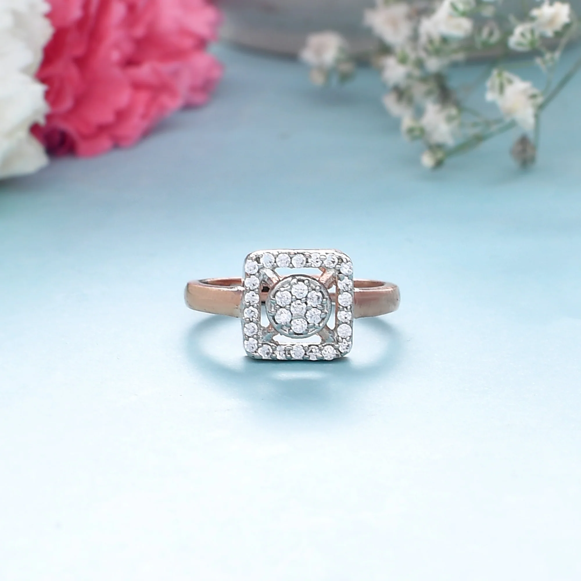 Pearly Whites Cocktail Ring In Rose Gold Tone