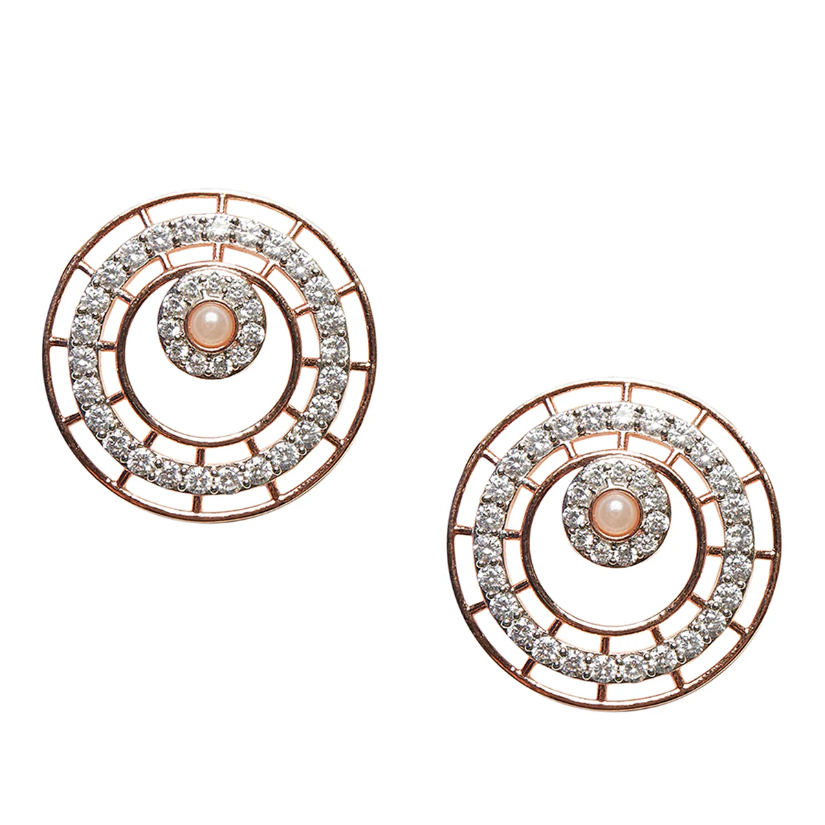 Pearly Whites CZ studded Designer Earrings - Image 3